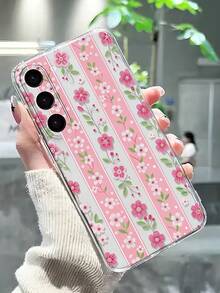 1pc Thick Transparent Floral Painted Anti-Drop Phone Case, Compatible With Samsung Galaxy S26/S26PLUS/S26 Ultra, S25/S25PLUS/S25 Ultra, A17/A07/A16/A36/A26/A56/A50/A12/A32/A52/A72/A51/A21S/A13/A14, S24/S24PLUS/S24Ultra, S22/A52/A53/A54/A55, 11/12Pro/12/12X/13Pro/14Pro/15Pro, Redmi 10/9/Note9/12c/Note11pro/Note8Pro - Multicolor - View 2