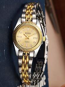 1pc Luxury All-Gold Women's Watch, Calendar Function Steel Strap, Fashionable & Versatile Quartz Wristwatch - Multicolor - View 10