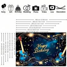 1 szt. Tło urodzinowe z nutami gitary, motyw urodzinowy, w tym wzór złotej gwiazdy, odpowiednie na przyjęcia urodzinowe, artykuły imprezowe, dekoracje imprezowe, rocznice, tła do zdjęć studyjnych, spotkania rodzinne, do użytku wewnątrz i na zewnątrz, dekoracja ścienna, dekoracja korytarza, imprezy ogrodowe, imprezy tematyczne - Wielokolorowe - Zobacz 3