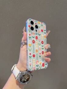 1pc Floral Pattern, Card Slot Transparent Shockproof Phone Case, TPU Material, Can Be Used As Holiday Gift, Holds Photos/Cards, Compatible With IPhone XS/XS Max/XR/11 12 13 14 15 16 Pro/Pro Max/14 15 16 Plus/17 - Clear - View 4