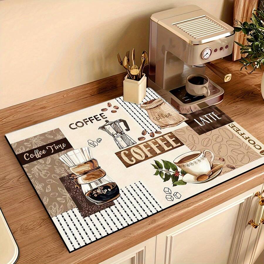 1 Peça Tapete de Silicone para Coador de Café, Antiderrapante, Lavável, Super Absorvente, Tapete de Secagem para Área de Pia e Bancada da Cozinha, Decoração Essencial para Outono, Inverno e Natal, Higiênico e Natural