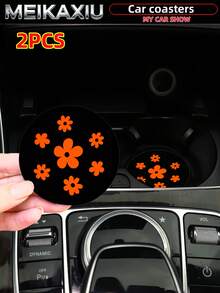 MEIKAXIU 2pcs 3D Floral Fabric Cup Mats, Car Cup Holders Coasters, Car Decor Accessories, For Women - Bubble Flowers - View 7