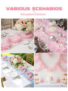 1pc Approx. 2m Long Pink & Blue Glitter Streamer, Suitable For Gender Reveal Party, Birthday, Wedding, Baby Shower, Room Wall Decor, Gender Reveal Decoration, Pink & Blue Glitter Ribbon, Boy Or Girl Gender Announcement, Shiny Foil Streamer, Photo Backdrop, Party Supplies - Multicolor - View 4