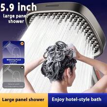 15cm Large Panel Shower Head, Extra-Large Panel, 4 Water Flow Modes (Rain/Mist/Mixed/Jet), Powerful Water Flow, Suitable For Homes With High Water Pressure. - Grey - View 3