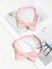 2pcs/Set Unisex Fashion Solid Color Plush Bow Tie Set, Suitable For Party, Daily, School, Banquet, Holiday, Couple Gift Matching - A - View 5