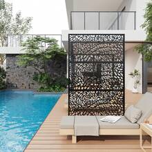 Pantalla de Privacidad Metálica 74"x47.2" con Soporte, Panel Divisor Decorativo para Exterior, Partición Libre para Terraza, Balcón y Jardín, Uso Interior y Exterior - Estilo 2 - Ver 3