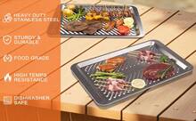 Grilling Prep And Serve Trays Set Of 2 Stackable Stainless Steel BBQ Trays Marinating Tray Food Serving Platter For Cooked And Raw Meat BBQ Prep Tub Dishwasher Variant 2 - 燒烤用具套裝(2件裝) - 查看 8