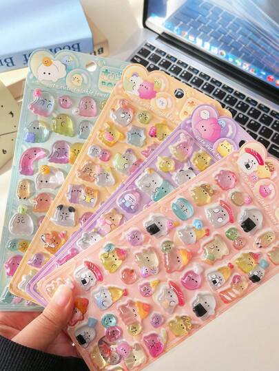 3D溜溜球家族浮雕水晶贴纸，亚克力浮雕贴纸，适用于DIY手机壳装饰，烘焙主题3D自粘贴纸，PVC和亚克力材质奖励装饰贴纸，适用于水瓶、手机壳、笔记本和相册。3D卡通立体贴纸，学生奖励，节日礼物，可爱柔软的DIY手机壳、笔记本、日记本，3D浮雕可爱颗粒贴纸。