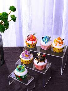 一套可重复使用的U型亚克力展示架 - 适用于展示纸杯蛋糕、珠宝、自助餐和派对用品。坚固耐用，可调节，易于组装。 - 彩色 - 查看 1