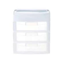 CYItalhome Cajonera De Plástico Mini Organizador De Escritorio Multiusos Con 3 Cajones Transparentes Sesia - Blanco - Ver 5
