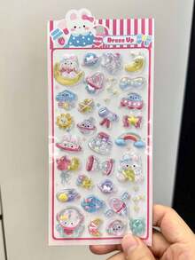 1 张动漫人物贴纸，可爱小熊贴纸，可重复使用防水贴纸，DIY 手工贴纸，智能手机壳，笔记本电脑，DIY 项目，笔记本电脑，礼品包装。 - 彩色 - 查看 3