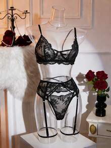 Women Bra And Panty Sets - 黑色 - 查看 3