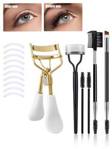 16支/11支/10支装睫毛夹套装,不锈钢材质,宽口设计,轻松打造持久卷翘睫毛,专业化妆师必备工具 - 彩色 - 查看 12