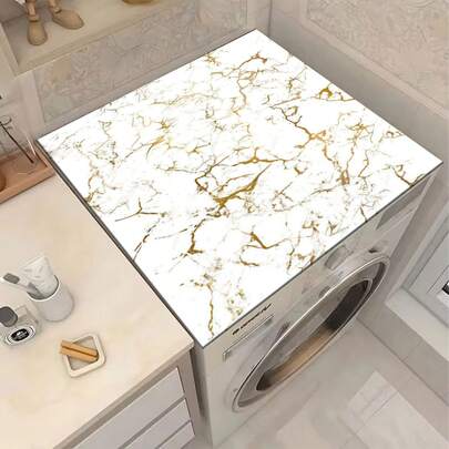 1pc Marble Texture White Gold Pattern, Warm Family Atmosphere, Diatomite, Anti-Slip, Suitable For Washing Machine Cover Pad, Dryer Cover Pad, Coffee Machine Pad, Kitchen Countertop Pad. Multi-Purpose Household Mat
