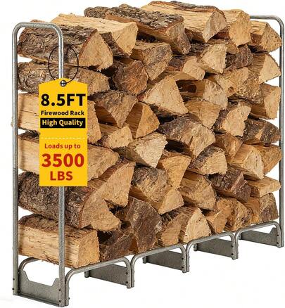 Beaully Firewood Rack With 600d Oxford Waterproof Cover, Heavy Duty Indoor And Outdoor Steel Log Storage Rack, Wood Pile Holder Stacker Organizer For Fireplace, Patio, Fire Pit, Backyard
