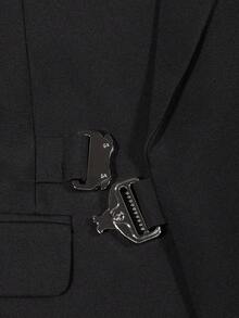 男士修身时尚侧扣黑色西装外套+裤子两件套，适合婚礼/派对等正式场合穿着 - 黑色 - 查看 7