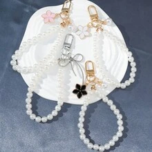 1pc Women's Faux Pearl Beaded Elegant Keychain, Suitable As Gift, Wallet, Backpack, Bag Charm, Car Accessories, Bag Pendant, Cute Goth Y2K Style