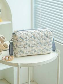 1pc Ditsy Floral Pattern Portable Diaper Bag, Can Be Hung On Baby Stroller - Multicolor - View 15