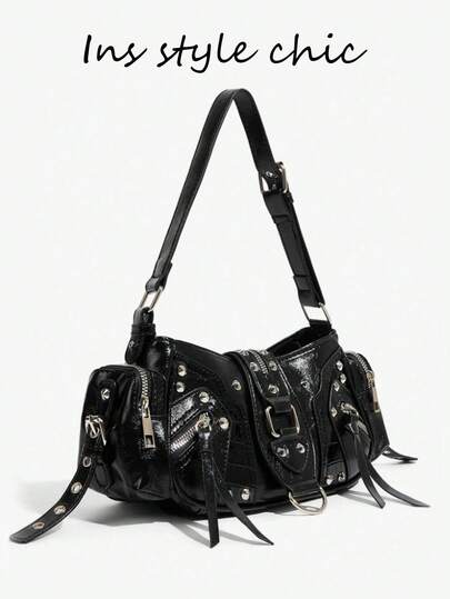 Women's Shoulder Bags/Hobo Bags: Fashionable, Unique, Simple, Versatile, Street Style, Sweet And Cool, Sexy, Y2K Studded, Biker, Punk, And Youthful.