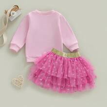 2Pcs/ Set Toddler Baby Girl Carnival Games Outfit Summer Sleeveless Lapel Collar Solid Color/Striped Vest Tops With Pleated Skirt Set - 淺粉色 - 查看 4