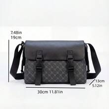 New Plaid Multi-Pocket One Shoulder Messenger Bag, Large Capacity Storage, Adjustable Strap, Men's Backpack - Black - View 14