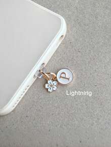 1pc Letter A/M & Flower Charm Phone Dust Plug For Type-C Interface Birthday Festival Gift - Multicolor - View 44