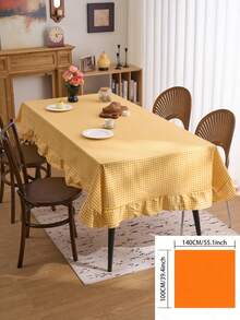 1pc Fresh Minimalist Style Yellow Plaid Ruffle Tablecloth, American Farmhouse Style For Kitchen, Dining Table, Coffee Table, TV Stand, Entryway, Suitable For Holidays, Parties, Weddings, Banquets, All Season Photography Background - Yellow - View 18