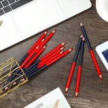 1 Set Of 12 Red And Blue Erasable Dual-Tip Pre-Sharpened Pencils, 2HB Hardness, For Coloring Tests On Maps. HB Graphite Dual-Tip Design, Suitable For Office Supplies, Engineering Marking, Writing, Art Drawing, Woodworking, And More. - 12 Pieces/box - View 5