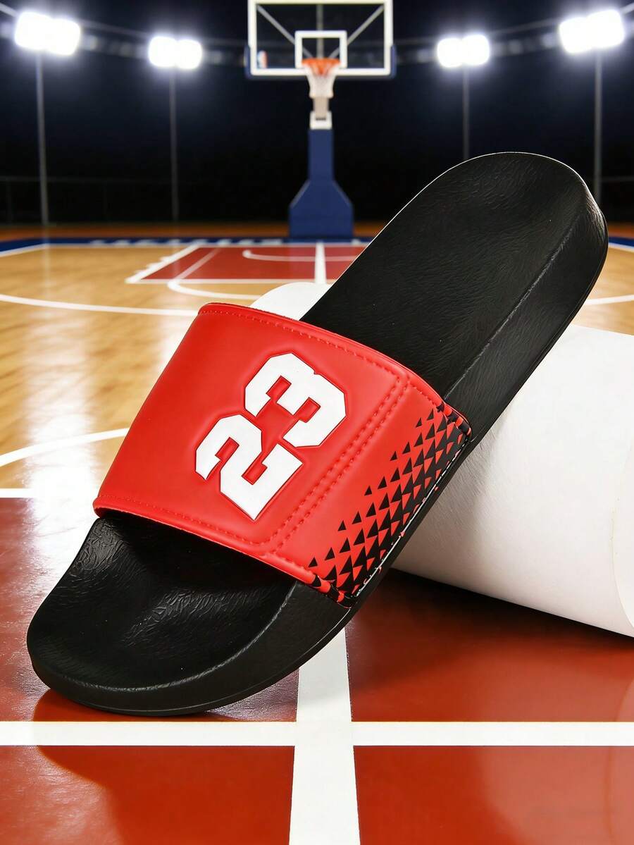 Plus Size 23# Men's Summer Slippers, Size 36-48, Outdoor Comfortable Casual Shoes, Lightweight Non-Slip House Slippers, Wear-Resistant Breathable Men's Sandals, Outdoor & Daily Wear (Asymmetric Pattern). The Soles Of These Slippers Are Made Of EVA Material. Do Not Expose Them To Direct Sunlight For A Long Time, Otherwise The Shoes Will Shrink. - Red - View 1