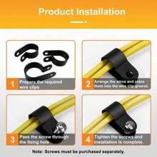 100pcs R-Type Cable Management Clips, Adjustable Wire Fasteners, Household & Commercial Use Anti- Cable Organizers, Sturdy, Keeps Desk & Wall Cables Tidy - Black - View 9