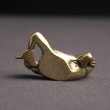 Vintage Style Elephant Statue - Brass Frog Statue - Collectible Brass Animal Statue - Home Decor Indoor Accent - Suitable For Home, Bedroom, Living Room - Charming Desktop Decorative Craft - Creative Design For Sleeping Frog - Multicolor - View 3