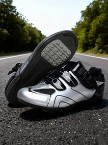 Unisex New Racing Road Cycling Shoes | Breathable Non-Locking, Comfortable Rubber Soled, Professional Outdoor Athletic Sports Bike Shoes, All-Season, Microfiber Upper, Fabric Inner And Insole, Clipless Compatible - Silver - View 9