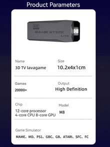 1 Set Home Game Console, 1 Dual-Player Independent Game Console Connected To TV, 1 New Cartridge-Type FC Game Box, 1 Red And White Wireless Controller, 1 HD Interactive Game Console (With 30,000 Games), 1 GBA Emulator, And 1 Arcade Game - Black - View 11