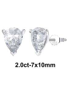 1pc 925 Sterling Silver Teardrop Cubic Zirconia Stud Earrings, Elegant & Timeless Jewelry For Young Women - LZE02 - View 12