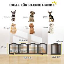 Freestanding Dog Gate With Feet, Foldable, 4 Panels, 208 X 29.5 X 61 Cm, Black - Black - View 6