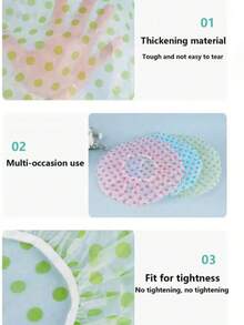 3/5pcs Waterproof Reusable Shower Cap Set - Thickened, Random Color Patterns | Salon & Home Bathing Essential, Women Hair Care Shower Cap (Bathroom Accessory) - Multicolor - View 8