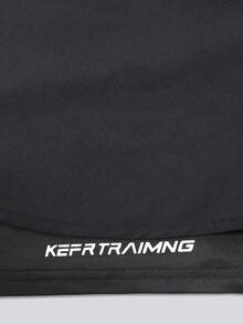 男士字母图案抽绳腰短裤 - 黑色 - 查看 6