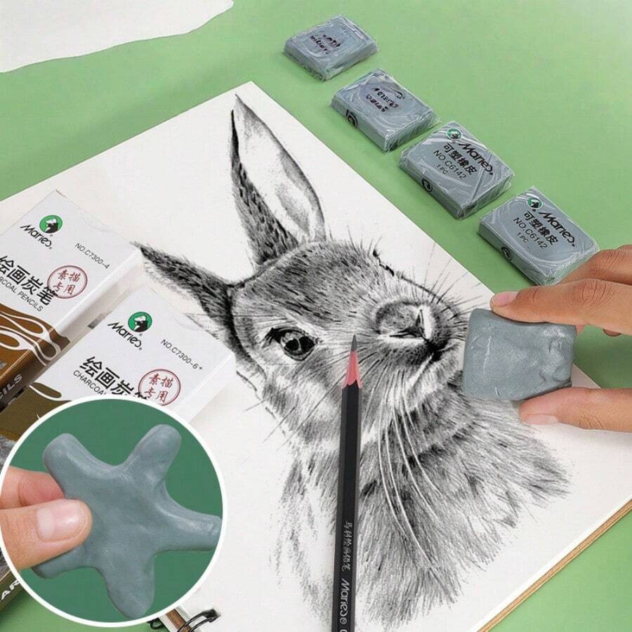 1pc Rubber Clay Sketch Drawing Erasable Rubber Eraser Stationery - Multicolor - View 1