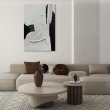 NANKAI Art Minimalist Hand Painted Thick Texture Black And White Oil Painting 10x10 Inch Large Oil Painting Home Room Decor Bedroom, Smiling Friends, Room Decor, Decorations, Coffee Bar Essentials - Clear - View 4