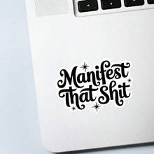 1/2/5pcs Manifest That Vinyl Sticker | Fun And Quirky Vinyl Decal For Planners, Journals, And Laptops | Cute And Mindful Design For Meditation, Wellness Enthusiasts, And Book Lovers | , Artsy, Positive Affirmation Sticker - 彩色 - 查看 5