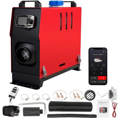 8KW Heater All-In-One, 12V Parking Air Heater With Bluetooth App, Ventilation Mode & 24H Timing, Full Accessories Set With Silencer For Campervan, RV, Workshop, Bus