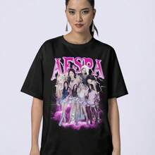 Graphic AESPA Shirt For Fan, Aespa Synk Parallel Line Tour Shirt, Aespa Whiplash Aespa Tour Shirt Ae - 黑色 - 查看 1