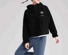 Skechers Women's Knitted Half-Open Chest Lambswool Hooded Jacket