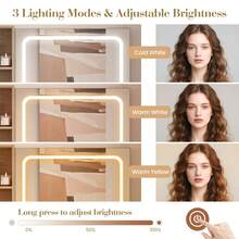 Cambiador de Maquillaje Plegable con Espejo Iluminado, computadora de Cambiador con Tira de energía, iluminación Ajustable, cajones y Taburete Acolchado, Panel Plegable para recámara de - Maple - Ver 2