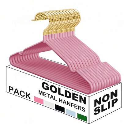 60/20/10/1 Perchas antideslizantes, perchas de metal, ahorro de espacio, perchas de alambre de metal recubiertas de goma de alta resistencia, adecuadas para abrigos, camisas, vestidos, pantalones - Organizador de armario