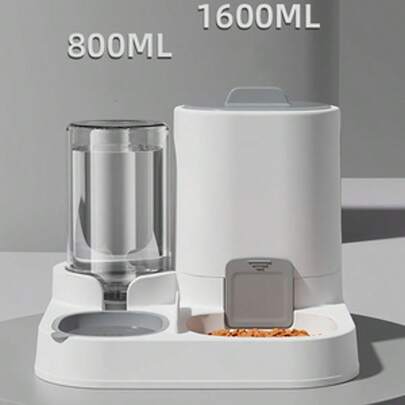 1个随机颜色宠物猫喂食器兼饮水器二合一大容量喂食碗