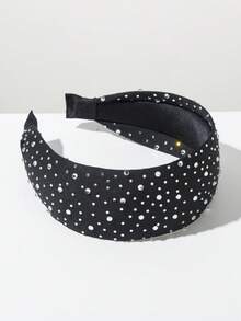 1pc Geometric Pattern Palace Style Solid Color Super Shiny Full Rhinestone Widened Headband, Luxurious Elegant Versatile Women Hair Accessory,Festival,Party - White - View 2