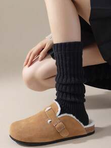 1/2/3 Pairs Women's Solid Color Rib Knit Leg Warmers, Decorative Knitted Leg Warmers, Minimalist Vintage Style, High Elasticity, Comfortable And Warm, Can Be Paired With Boots, Suitable For Autumn/Winter Daily Wear - Multicolor - View 13