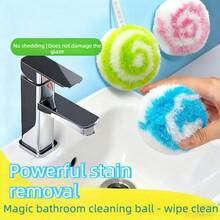 1pc Blue Sponge Ball Desktop Cleaning Ball, Bathroom Sink Scrub Brush, Washbasin Cleaning Ball - Multicolor - View 1