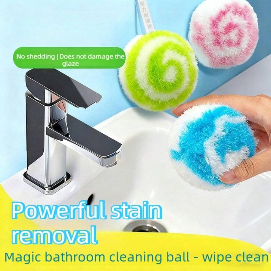 1pc Blue Sponge Ball Desktop Cleaning Ball, Bathroom Sink Scrub Brush, Washbasin Cleaning Ball - Multicolor - View 1